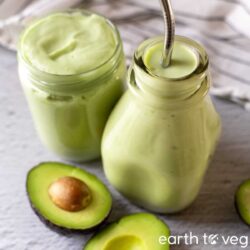 Glasses filled with Vietnamese avocado shake.